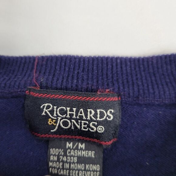 VINTAGE 80s sweater navy blue cashmere crew neck‎ fitted S - Picture 3 of 9